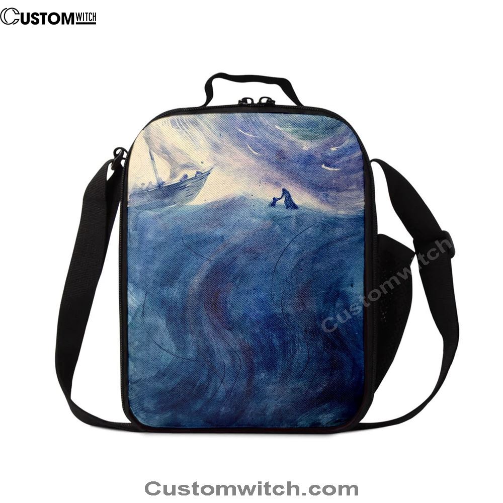 Christ And Peter Sea Of Galilee Lunch Bag, Christian Lunch Bag For School, Picnic, Religious Lunch Bag