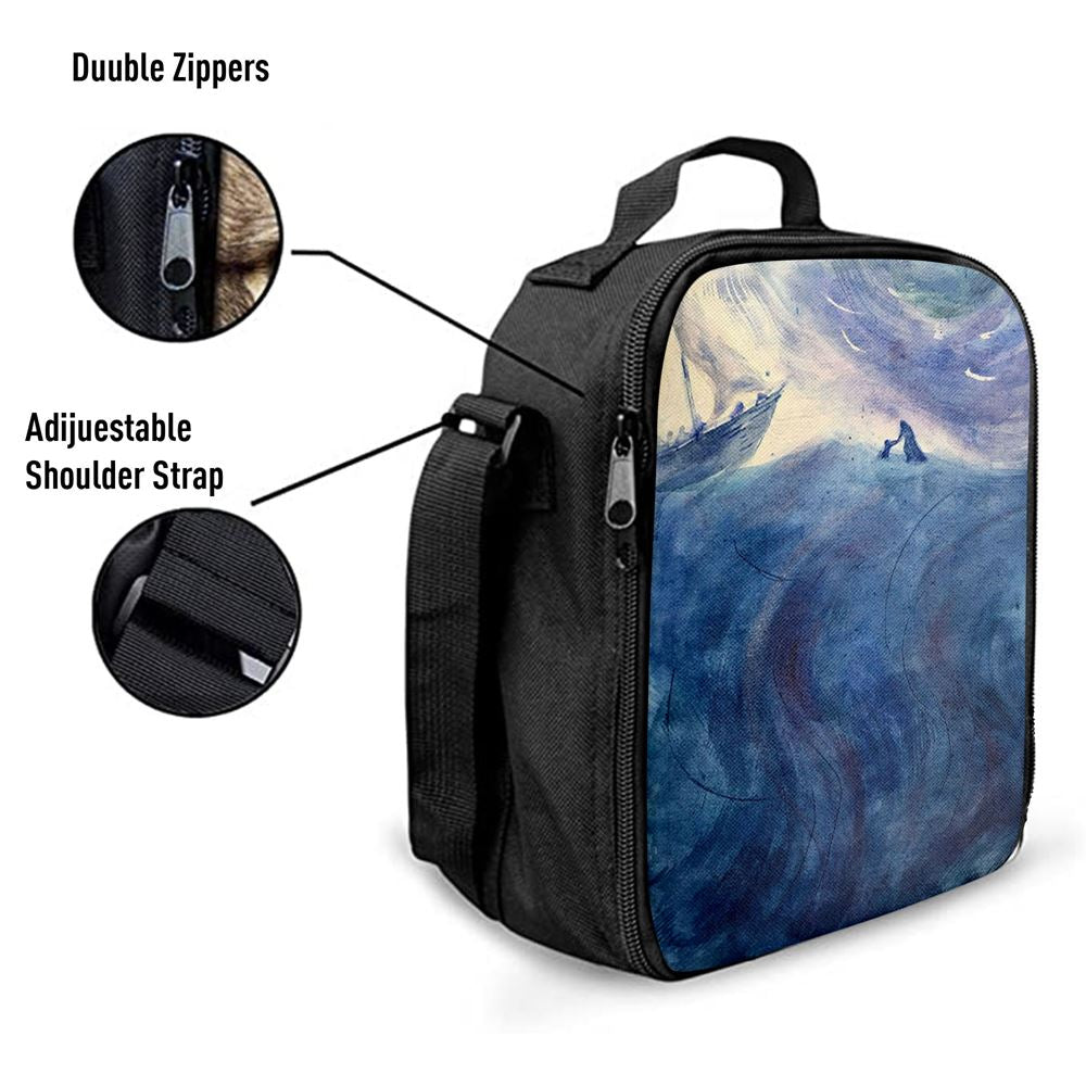 Christ And Peter Sea Of Galilee Lunch Bag, Christian Lunch Bag For School, Picnic, Religious Lunch Bag