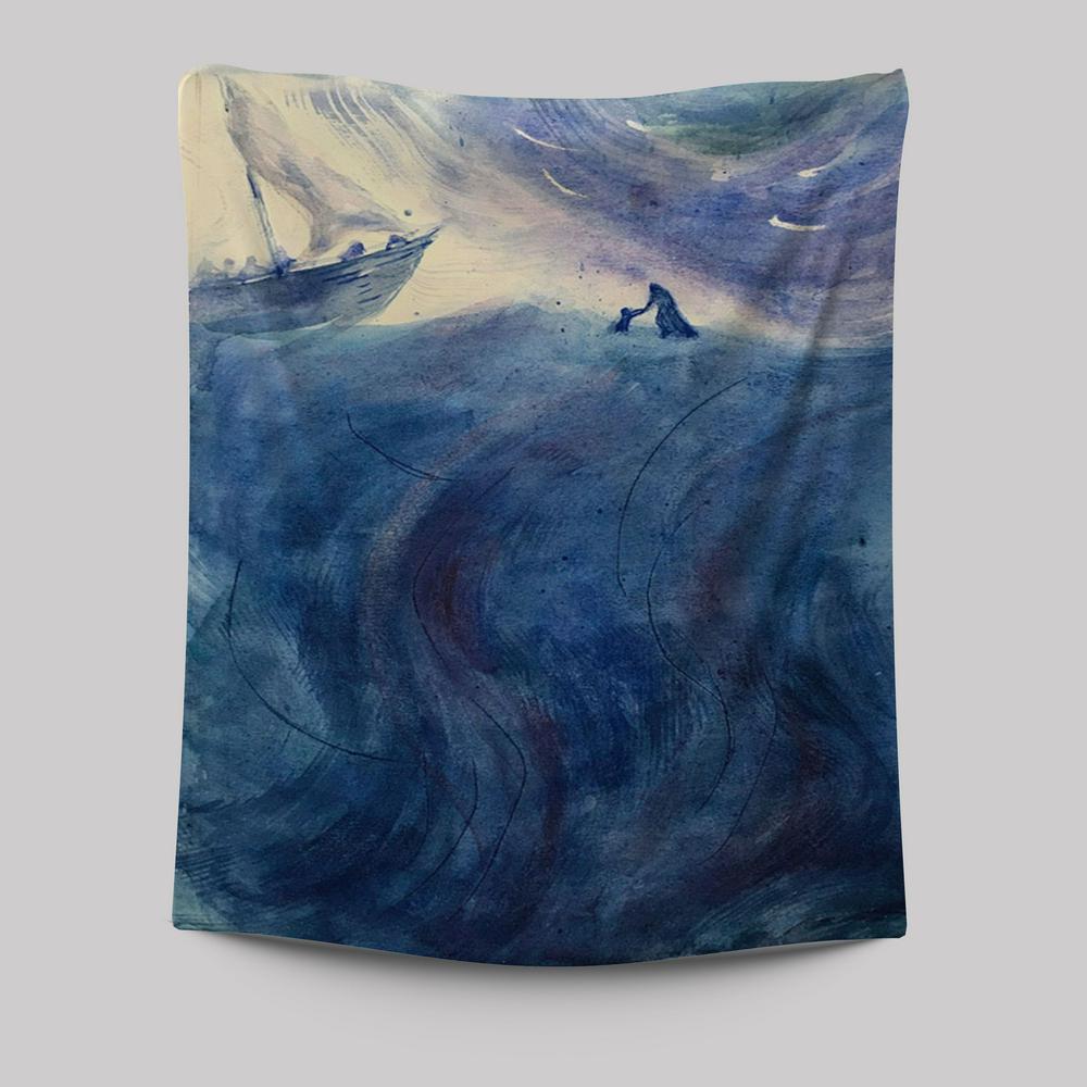 Christ And Peter Sea Of Galilee Tapestry Pictures - Jesus Art Prints - Jesus Art -  Christian Indoor Wall Tapestries