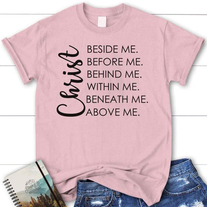 Christ Beside Me Before Me Christian T Shirt, Blessed T Shirt, Bible T shirt, T shirt Women