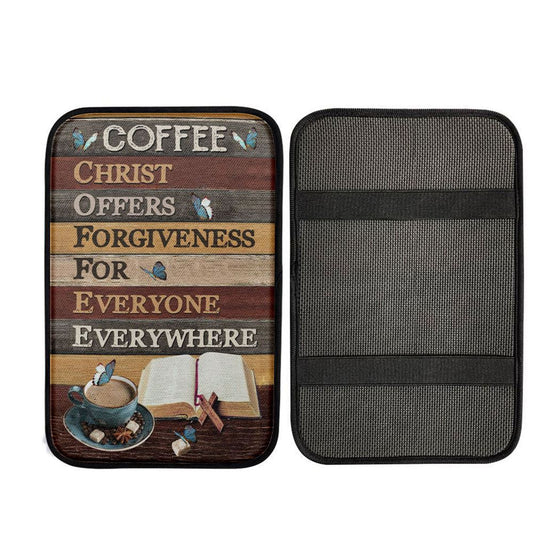 Christ Offers Forgiveness For Everyone Everywhere Jesus Coffee Car Center Console Cover, Cross Car Interior Accessories
