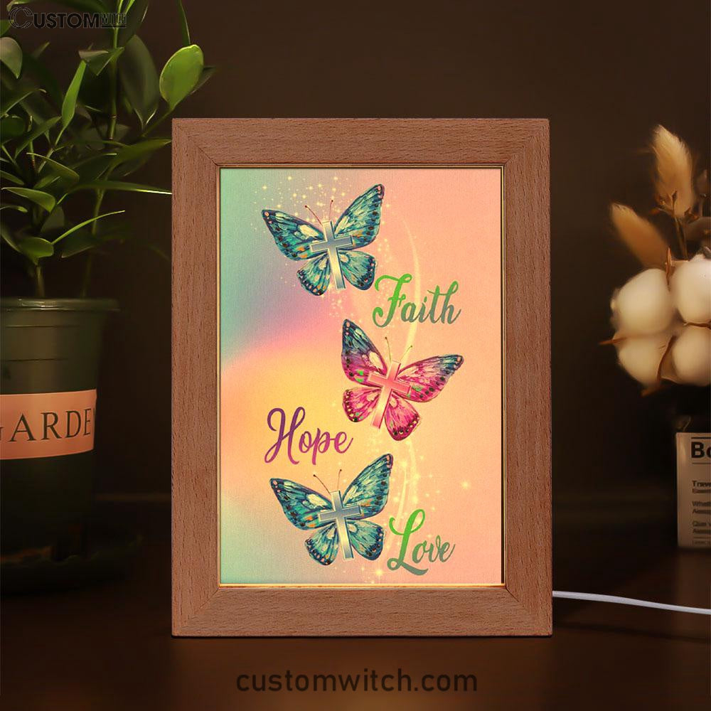 Christian - Faith Hope Love Butterfly Art Frame Lamp Prints - Bible Verse Decor - Scripture Art