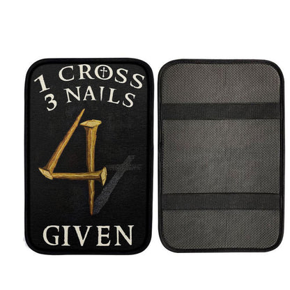 Christian 1 Cross 3 Nails 4 Given Car Center Console Cover, Cross Car Interior Accessories