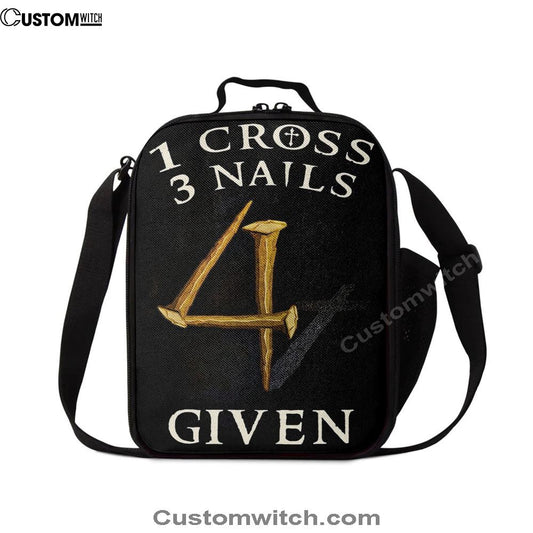 Christian 1 Cross 3 Nails 4 Given Lunch Bag, Christian Lunch Bag For School, Picnic, Religious Lunch Bag
