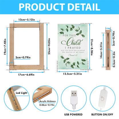 Christian 1 Samuel 127 For This Child I Prayed Frame Lamp Prints - Bible Verse Decor - Scripture Art