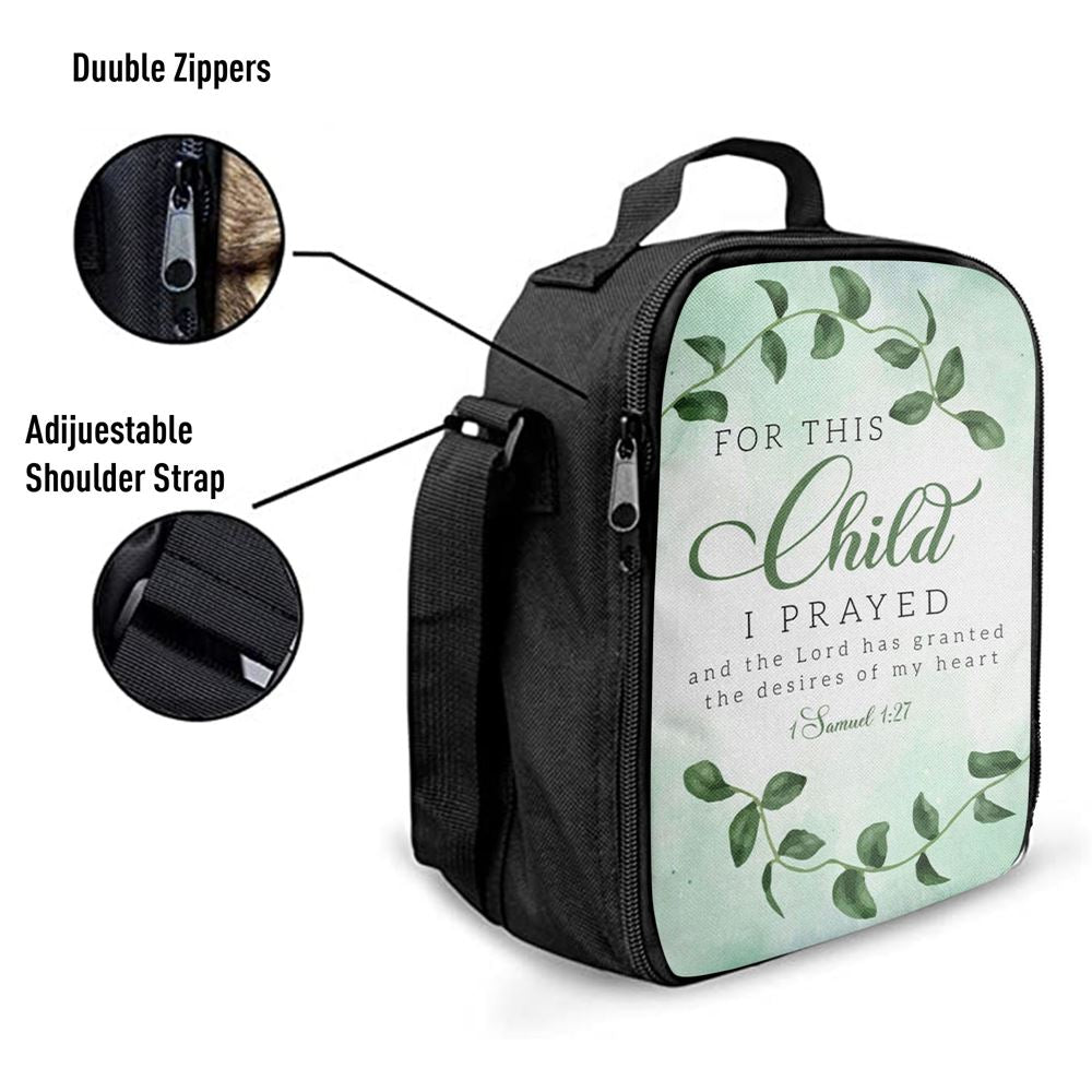 Christian 1 Samuel 127 For This Child I Prayed Lunch Bag, Christian Lunch Bag For School, Picnic, Religious Lunch Bag