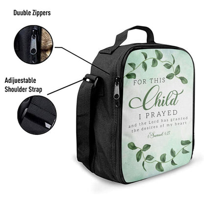 Christian 1 Samuel 127 For This Child I Prayed Lunch Bag, Christian Lunch Bag For School, Picnic, Religious Lunch Bag