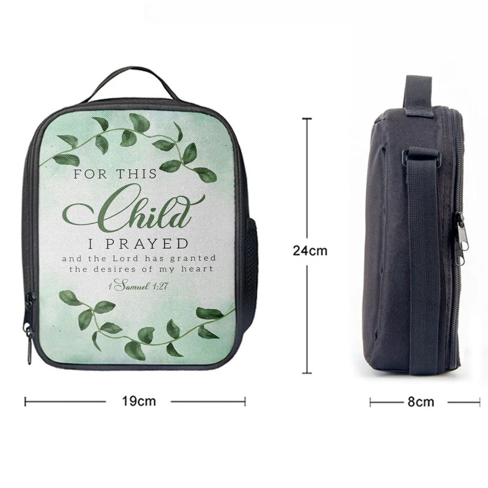 Christian 1 Samuel 127 For This Child I Prayed Lunch Bag, Christian Lunch Bag For School, Picnic, Religious Lunch Bag