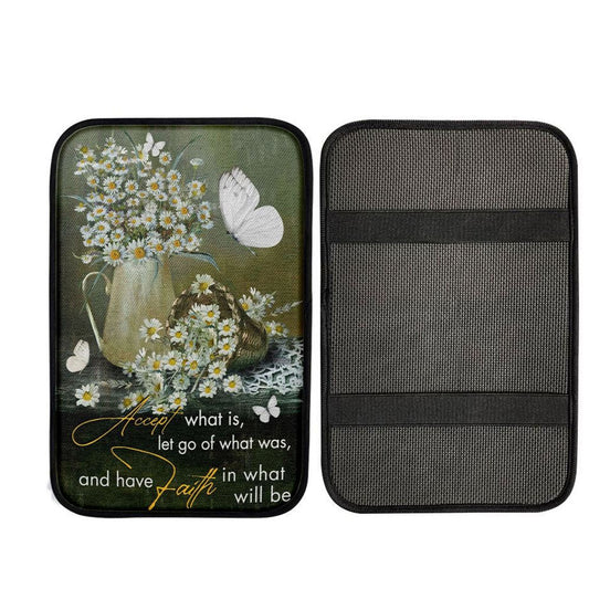 Christian Accept What Is Let Go Of What Was And Have Faith Car Center Console Cover, Religious Car Armrest Accessories