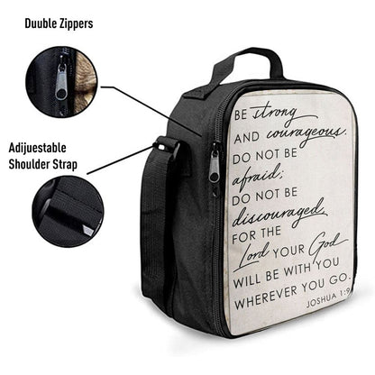 Christian Be Strong And Courageous Joshua 19 Lunch Bag, Christian Lunch Bag For School, Picnic, Religious Lunch Bag