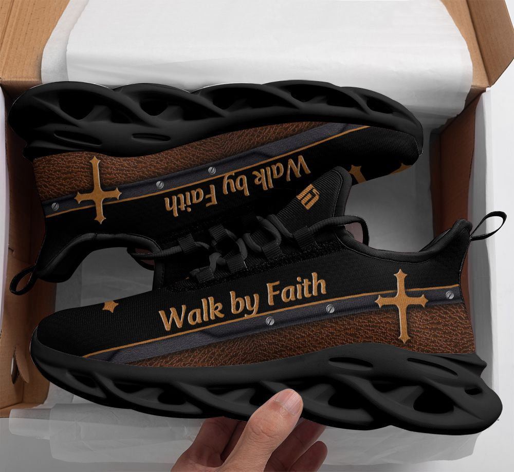 Jesus Shoe Rocks Christian Best Running Shoes, Black Jesus Walk By Faith Christ Sneaker ...