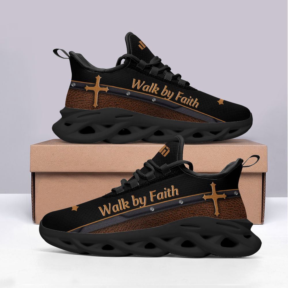 Christian Best Running Shoes, Black Jesus Walk By Faith Christ Sneakers Max Soul Shoes For Men And Women, Jesus Fashion Shoes