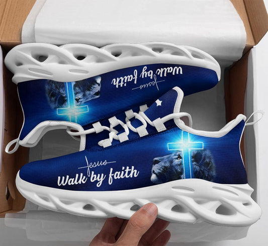 Christian Best Running Shoes, Jesus - Walk By Faith Running Sneakers Max Soul Shoes For Men And Women, Jesus Fashion Shoes