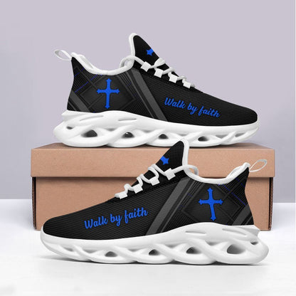 Christian Best Running Shoes, Jesus Black Blue Walk By Faith Christ Sneakers Max Soul Shoes For Men And Women, Jesus Fashion Shoes