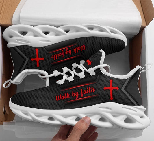 Christian Best Running Shoes, Jesus Black Walk By Faith Running Shoes Max Soul Shoes For Men And Women, Jesus Fashion Shoes