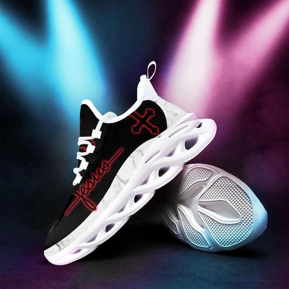 Christian Best Running Shoes, Jesus Men Of Faith Running Sneakers Red Black Max Soul Shoes For Men And Women, Jesus Fashion Shoes