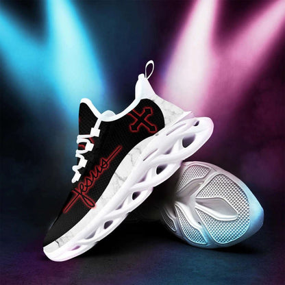 Christian Best Running Shoes, Jesus Men Of Faith Running Sneakers Red Black Max Soul Shoes For Men And Women, Jesus Fashion Shoes