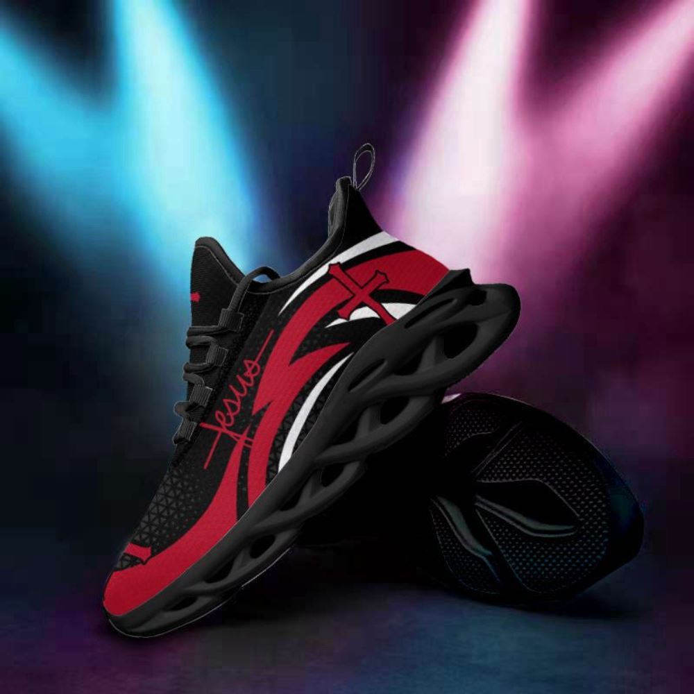 Christian Best Running Shoes, Jesus Running Sneakers Red Art Max Soul Shoes For Men And Women, Jesus Fashion Shoes