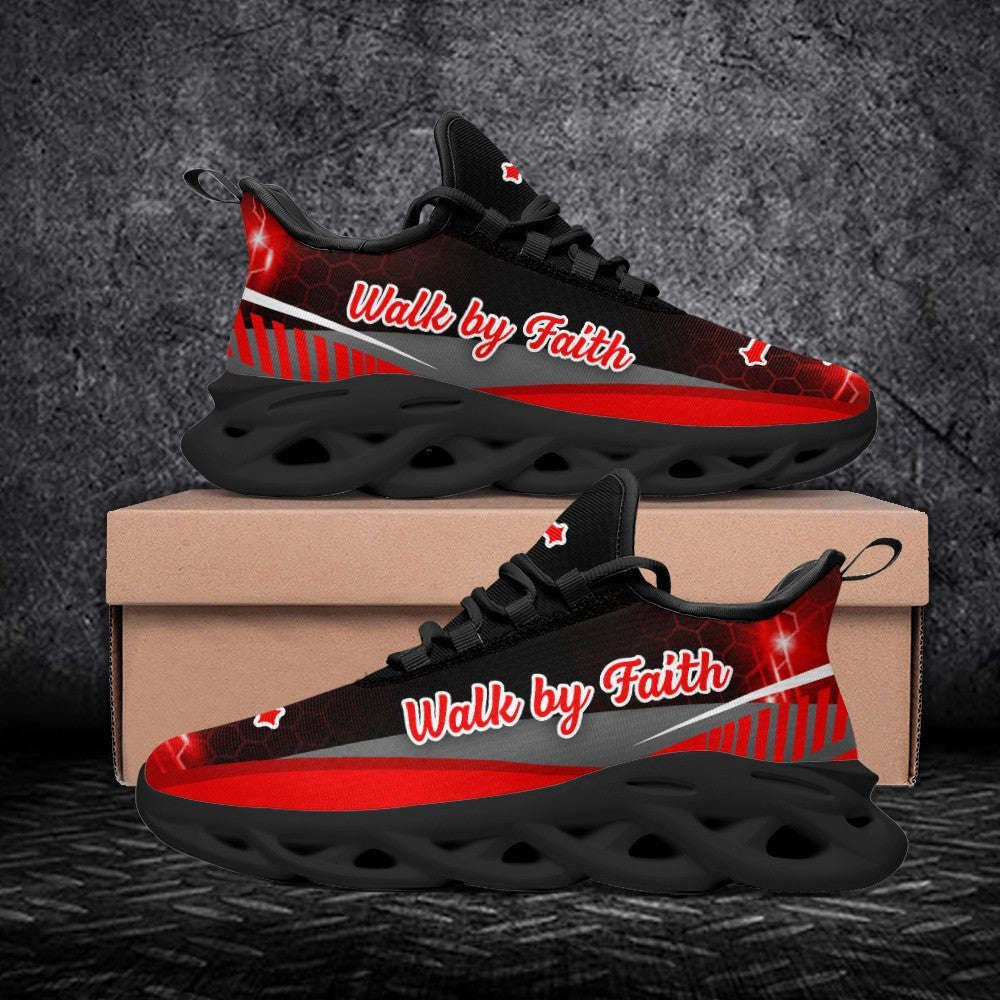 Christian Best Running Shoes, Red Jesus Walk By Faith Running Shoes Max Soul Shoes For Men And Women, Jesus Fashion Shoes
