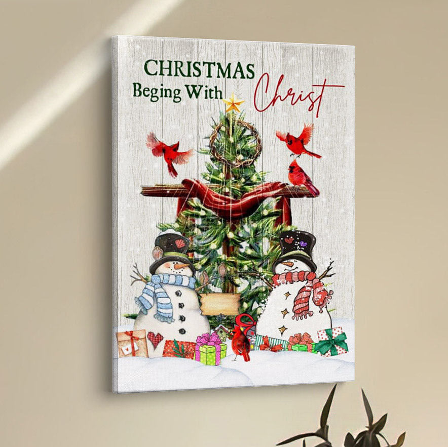Christian Christmas Christmas Begins With Christ Canvas Prints - Bible Verse Wall Decor - Scripture Wall Art