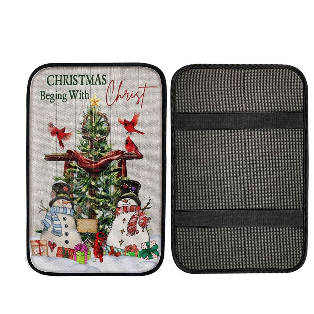 Christian Christmas Christmas Begins With Christ Car Center Console Cover, Religious Car Armrest Accessories
