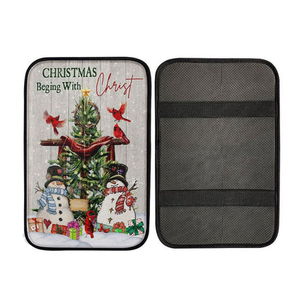 Christian Christmas Christmas Begins With Christ Car Center Console Cover, Religious Car Armrest Accessories