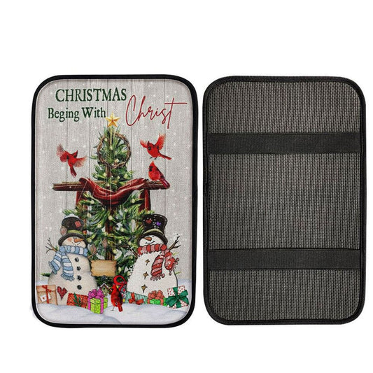 Christian Christmas Christmas Begins With Christ Car Center Console Cover, Religious Car Armrest Accessories