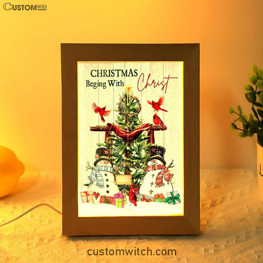 Christian Christmas Christmas Begins With Christ Frame Lamp Prints - Bible Verse Decor - Scripture Art