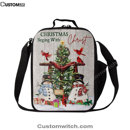 Christian Christmas Christmas Begins With Christ Lunch Bag, Christian Lunch Bag For School, Picnic, Religious Lunch Bag