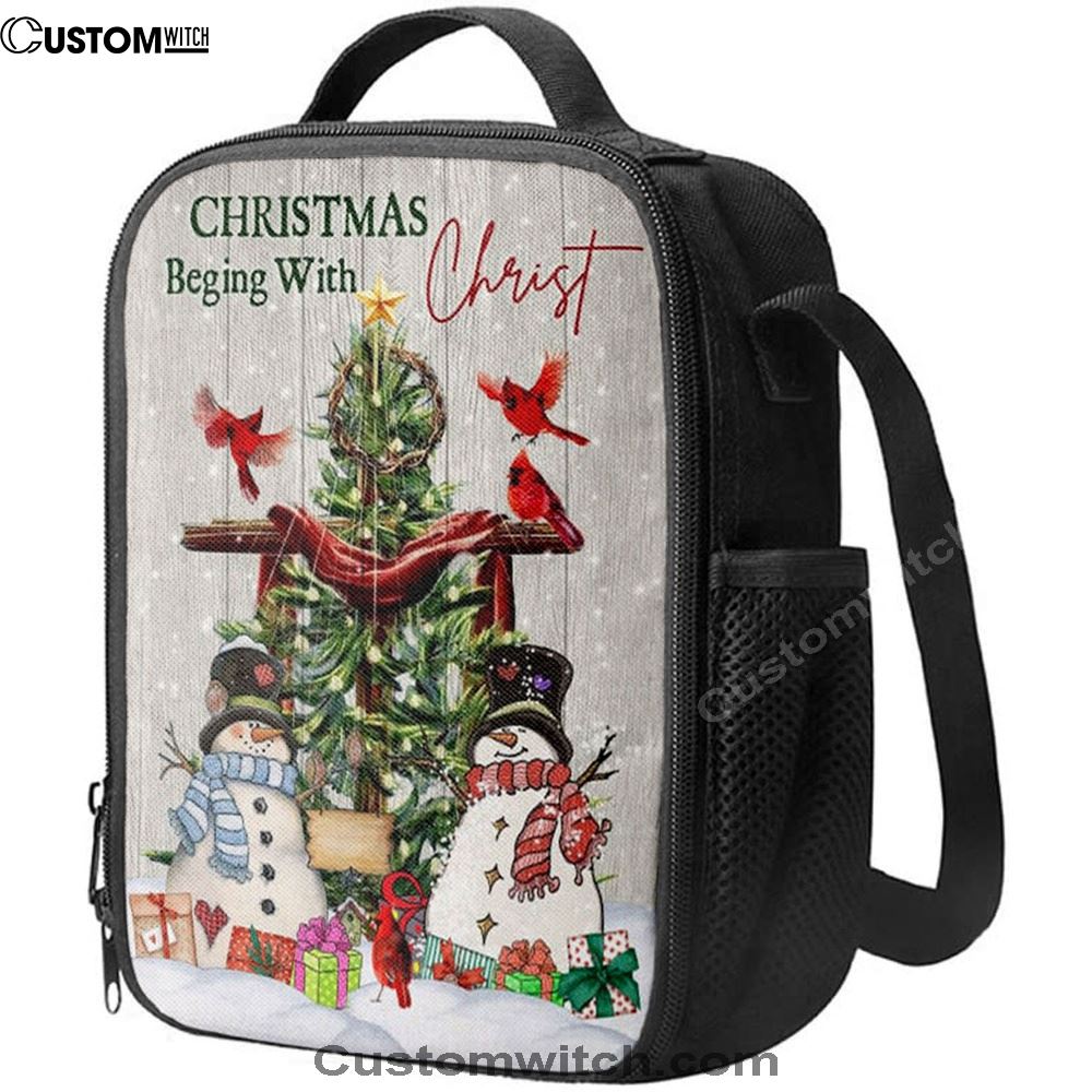 Christian Christmas Christmas Begins With Christ Lunch Bag, Christian Lunch Bag For School, Picnic, Religious Lunch Bag
