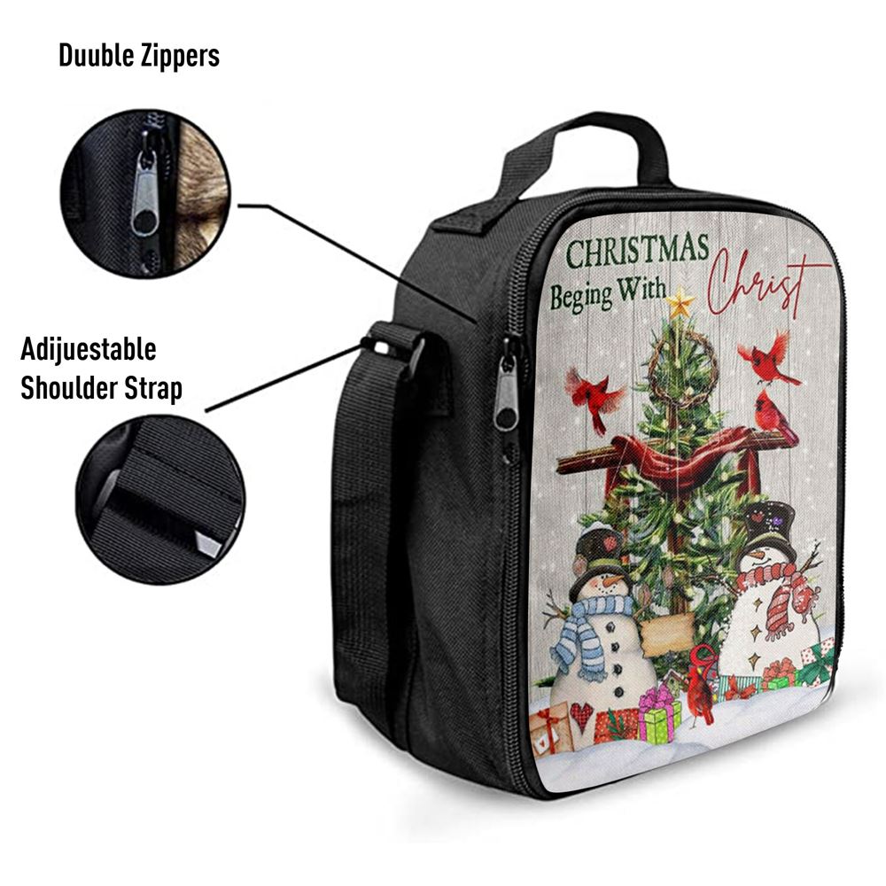Christian Christmas Christmas Begins With Christ Lunch Bag, Christian Lunch Bag For School, Picnic, Religious Lunch Bag