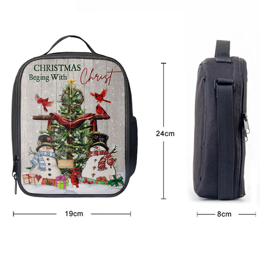 Christian Christmas Christmas Begins With Christ Lunch Bag, Christian Lunch Bag For School, Picnic, Religious Lunch Bag
