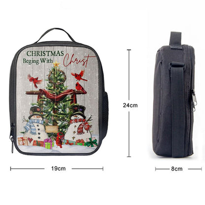 Christian Christmas Christmas Begins With Christ Lunch Bag, Christian Lunch Bag For School, Picnic, Religious Lunch Bag
