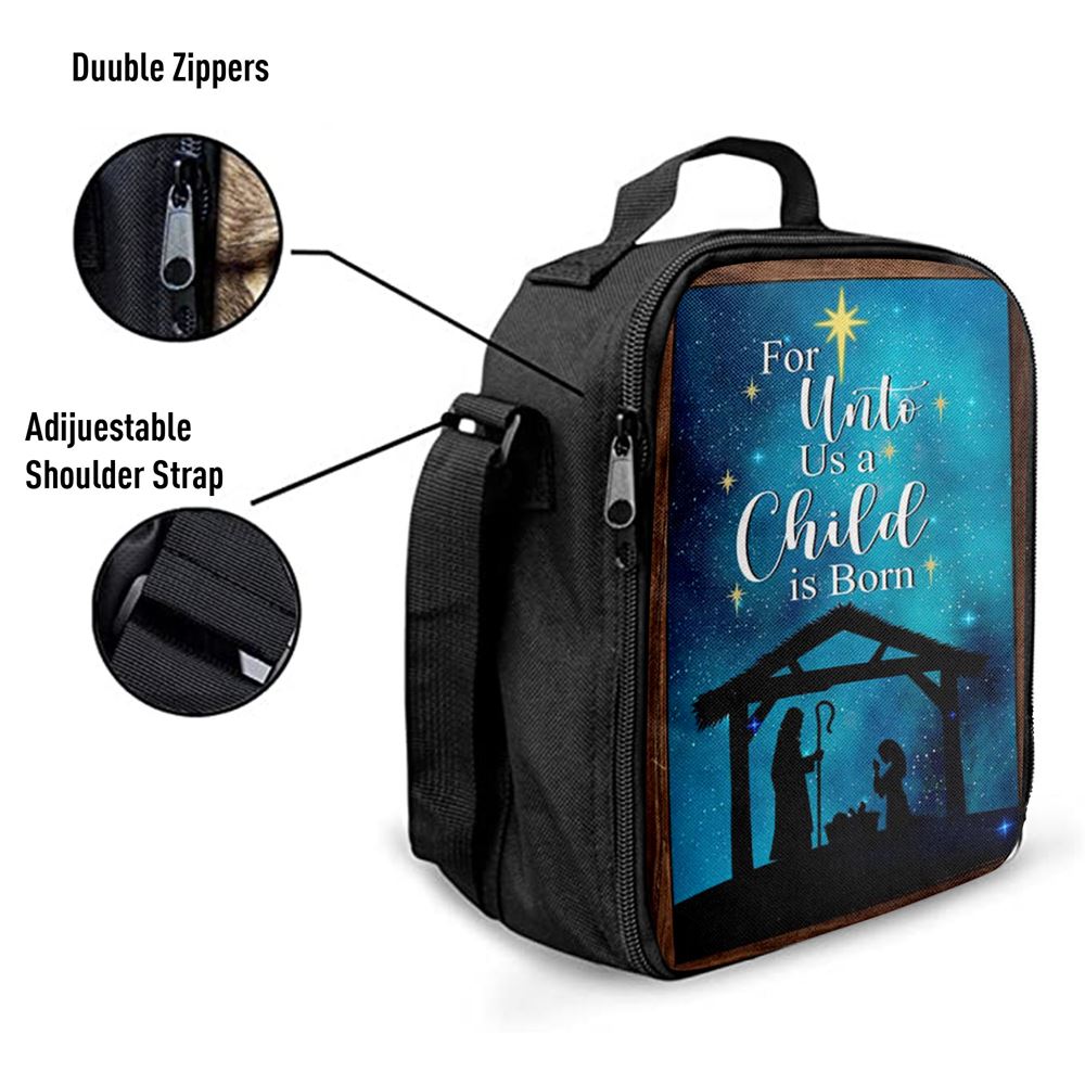 Christian Christmas For Unto Us A Child Is Born Christmas Lunch Bag, Christian Lunch Bag For School, Picnic, Religious Lunch Bag