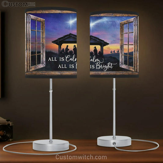 Christian Christmas Gifts All Is Calm All Is Bright - Jesus Born Christmas Table Lamb Gift - Christian Bedroom Decor