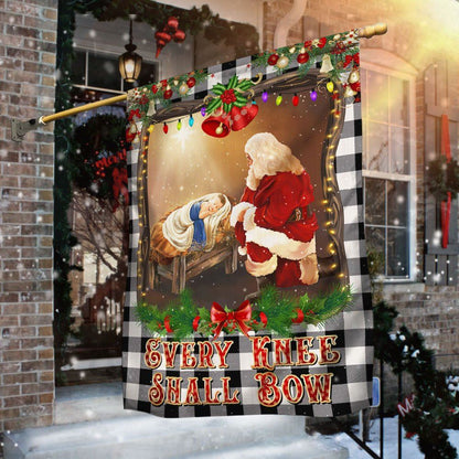 Christian Christmas Santa Claus Every Knee Shall Bow Flag, Christmas Garden Flag, Home Decor Accessories, Christmas Outdoor Decor Ideas