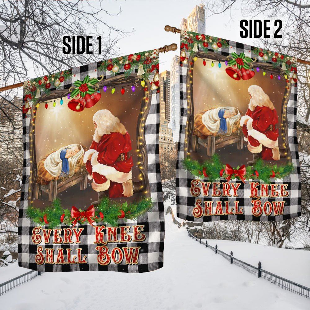 Christian Christmas Santa Claus Every Knee Shall Bow Flag, Christmas Garden Flag, Home Decor Accessories, Christmas Outdoor Decor Ideas