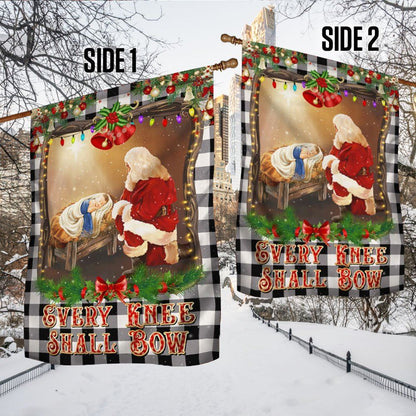 Christian Christmas Santa Claus Every Knee Shall Bow Flag, Christmas Garden Flag, Home Decor Accessories, Christmas Outdoor Decor Ideas
