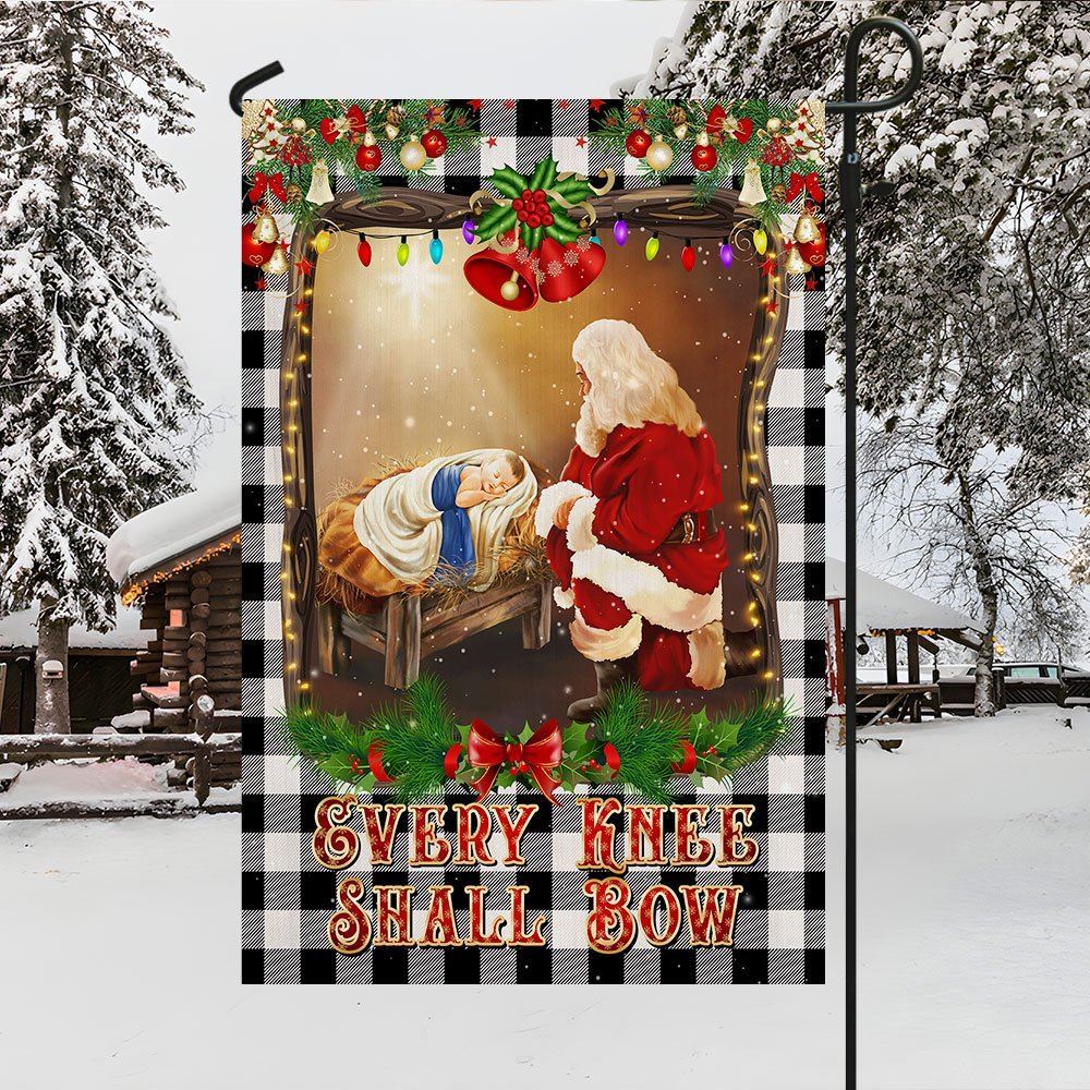 Christian Christmas Santa Claus Every Knee Shall Bow Flag, Christmas Garden Flag, Home Decor Accessories, Christmas Outdoor Decor Ideas
