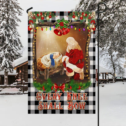 Christian Christmas Santa Claus Every Knee Shall Bow Flag, Christmas Garden Flag, Home Decor Accessories, Christmas Outdoor Decor Ideas
