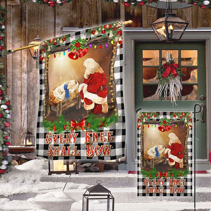 Christian Christmas Santa Claus Every Knee Shall Bow Flag, Christmas Garden Flag, Home Decor Accessories, Christmas Outdoor Decor Ideas