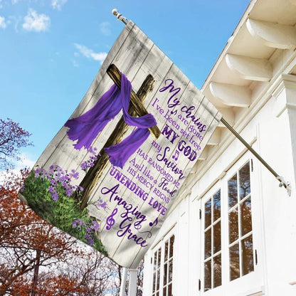 Christian Cross Amazing Grace Purple House Flags, Christian Flag, Scripture Flag, Garden Banner
