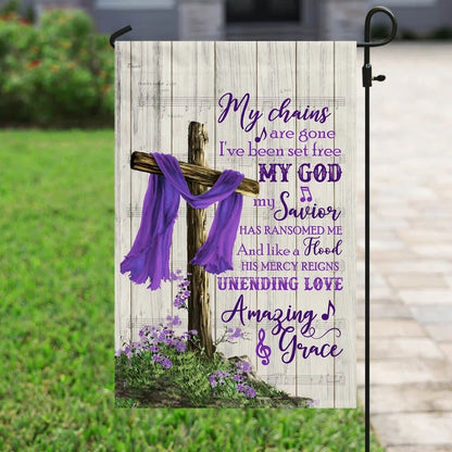 Christian Cross Amazing Grace Purple House Flags, Christian Flag, Scripture Flag, Garden Banner