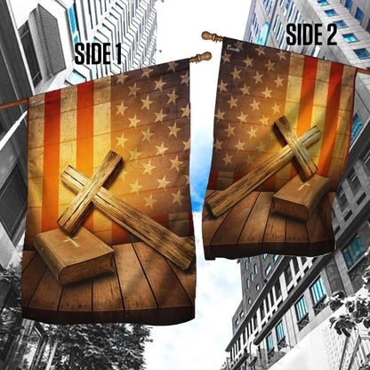 Christian Cross America House Flags, Christian Flag, Scripture Flag, Garden Banner