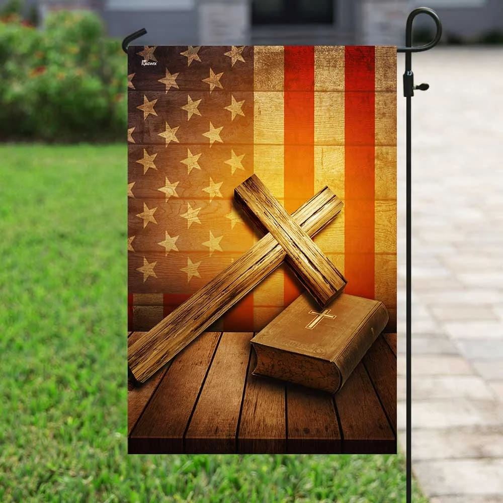 Christian Cross America House Flags, Christian Flag, Scripture Flag, Garden Banner