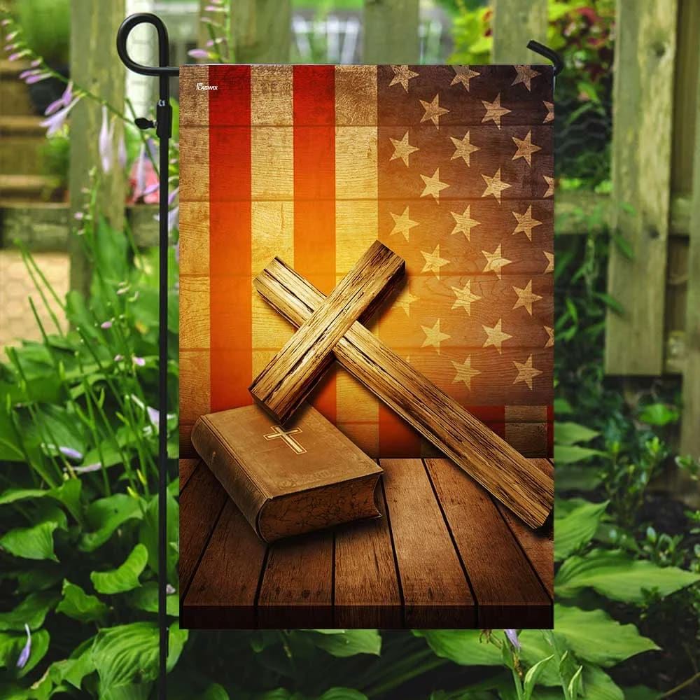 Christian Cross America House Flags, Christian Flag, Scripture Flag, Garden Banner