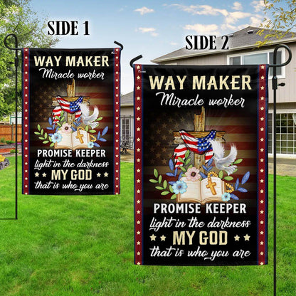 Christian Cross American Flag Way Maker Miracle Worker My God That Is Who You Are Flag, Christian Flag, Scripture Flag, Garden Banner