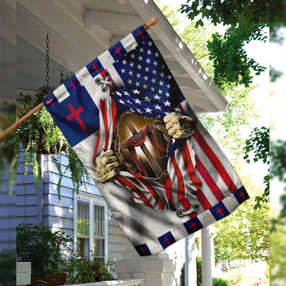 Christian Cross American House Flags, Christian Flag, Scripture Flag, Garden Banner