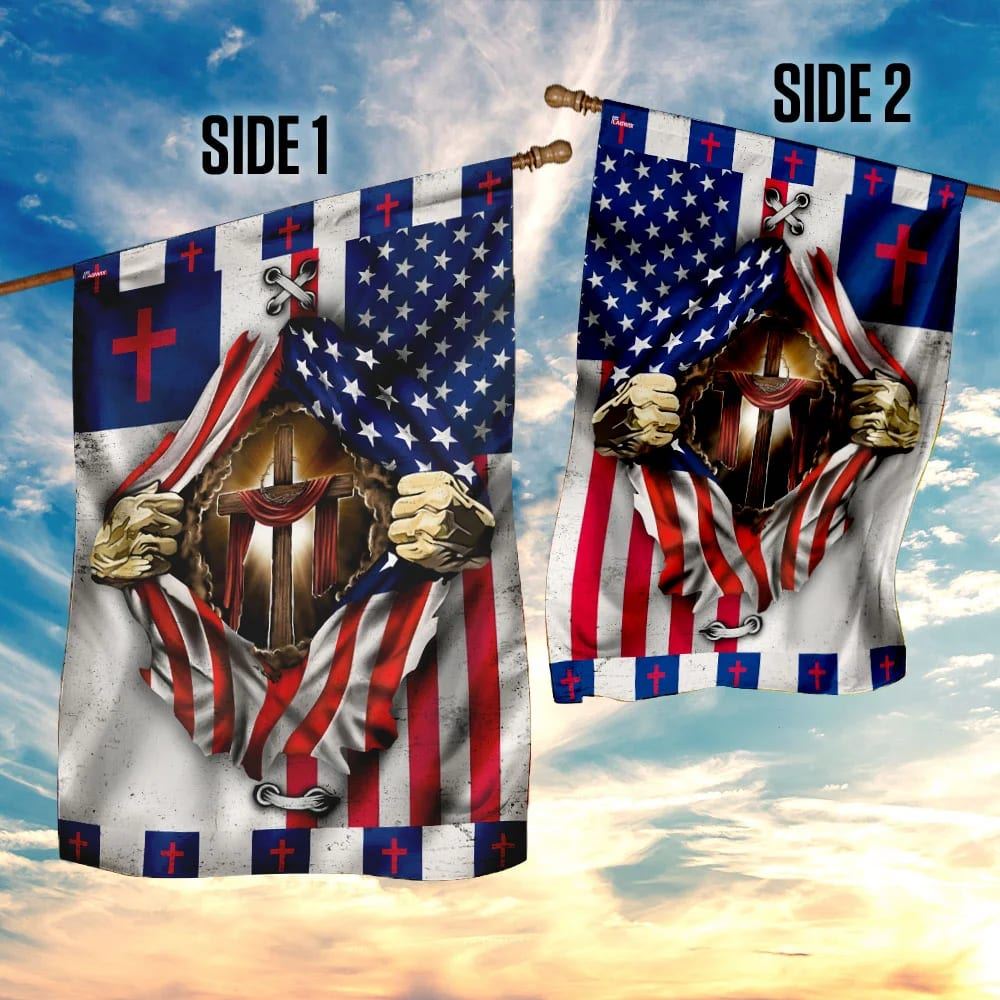 Christian Cross American House Flags, Christian Flag, Scripture Flag, Garden Banner