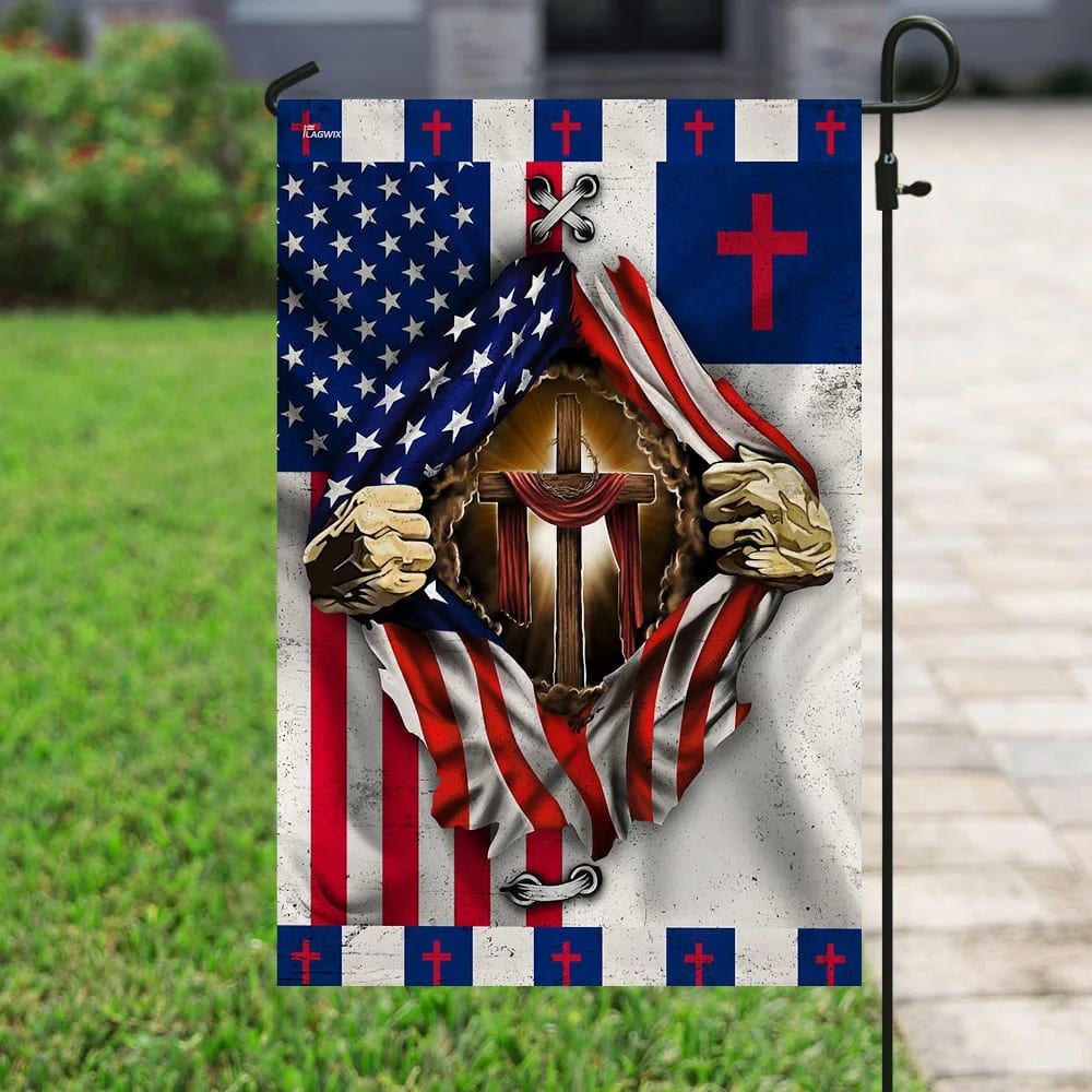 Christian Cross American House Flags, Christian Flag, Scripture Flag, Garden Banner